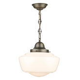 David Hunt Lighting Stowe Pendant Ant Brass Opal Glass STO012